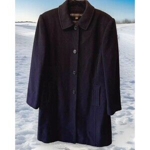Fleet‎ Street Coat Women’s Size Large Button Front Long Collared Black